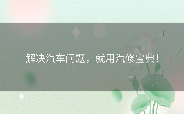 解决汽车问题，就用汽修宝典！